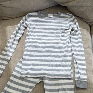 Hanna Andersson Gray and White Striped Pajama Set